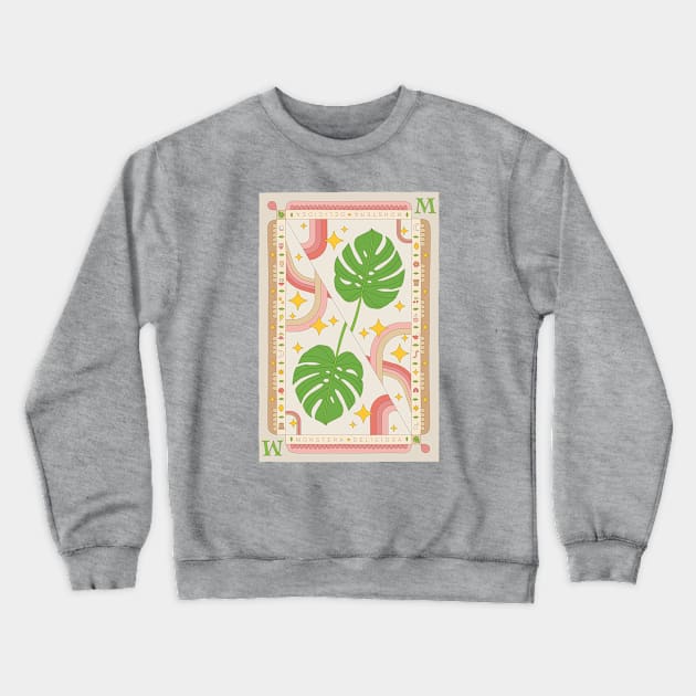 Monstera Deliciosa Swiss Cheese Plant Illustration with Playing Card Design for Plant Mom Plant Daddy Crewneck Sweatshirt by annagrunduls